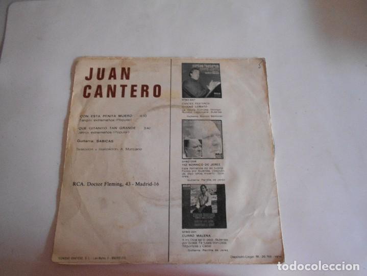 Discos de vinilo: JUAN CANTERO-SINGLE TANGOS Y JALEOS GITANOS - Foto 2