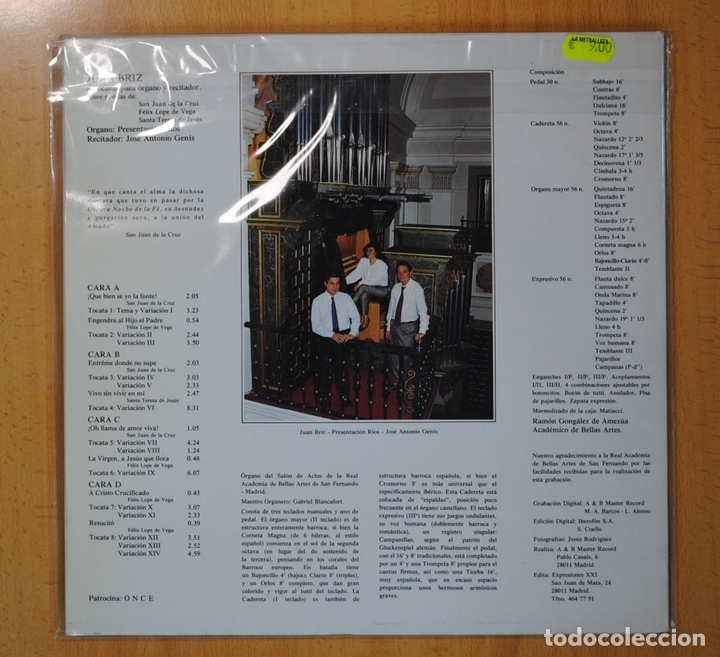 Discos de vinilo: JUAN BRIZ - TOCATAS - 2 LP - Foto 2
