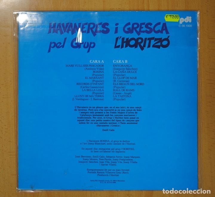 Discos de vinilo: L&acute;HORITZO - HAVANERES I GRESCA PEL GRUP - LP - Foto 2