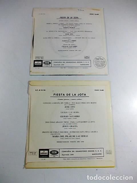 Discos de vinilo: LOTE 2 SINGLES FIESTA DE LA JOTA  DE ODEON. - Foto 2