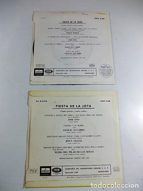 Discos de vinilo: LOTE 2 SINGLES FIESTA DE LA JOTA  DE ODEON. - Foto 3