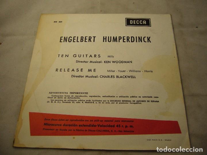 Discos de vinilo: ENGELBERT HUMPERDINCK - TEN GUITARS / RELEASE ME - SINGLE SPAIN 1966 - Foto 4
