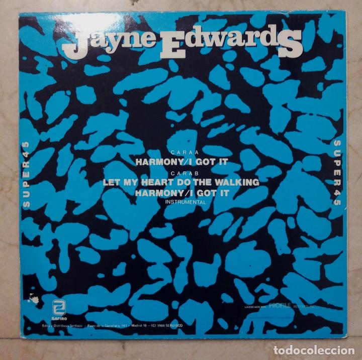 Discos de vinilo: MAXI SINGLE JAYNE EDWARDS - HARMONY/I GOT IT - SONIC 1984. - Foto 5