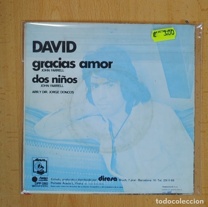 Discos de vinilo: DAVID - GRACIAS AMOR / DOS NI&Ntilde;OS - SINGLE - Foto 2