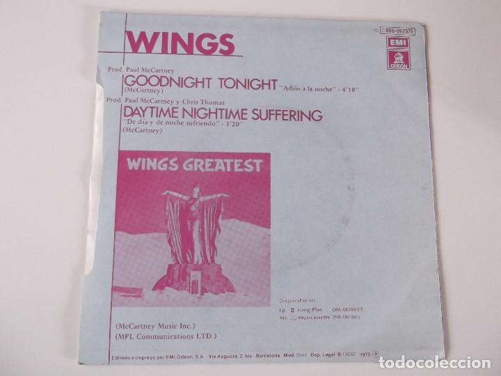 Discos de vinilo: WINGS - Adi&oacute;s a la noche - Foto 2
