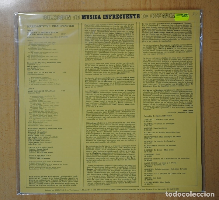 Discos de vinilo: CHARPENTIER - MORS SAULIS ET JONATHAE - LP - Foto 2