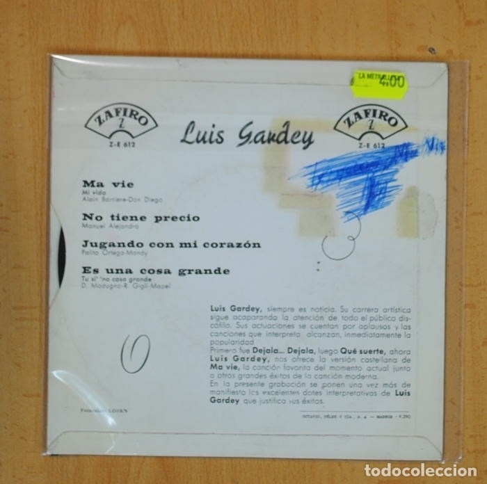 Discos de vinilo: LUIS GARDEY - MA VIE + 3 - EP - Foto 2