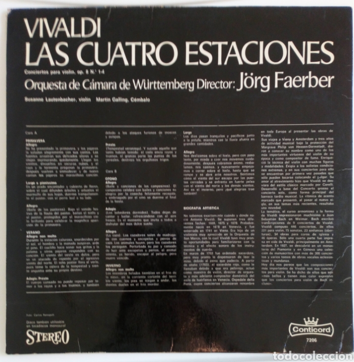 Discos de vinilo: VIVALDI. LAS CUATRO ESTACIONES - Foto 2