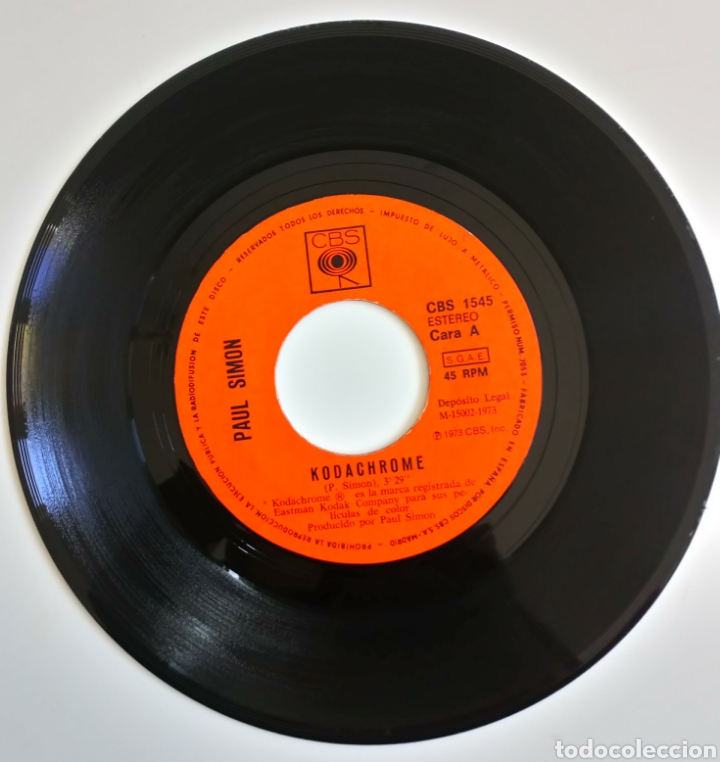 Discos de vinilo: PAUL SIMON 1973 KODACHROME SINGLE CBS. ESPA&Ntilde;A - Foto 3