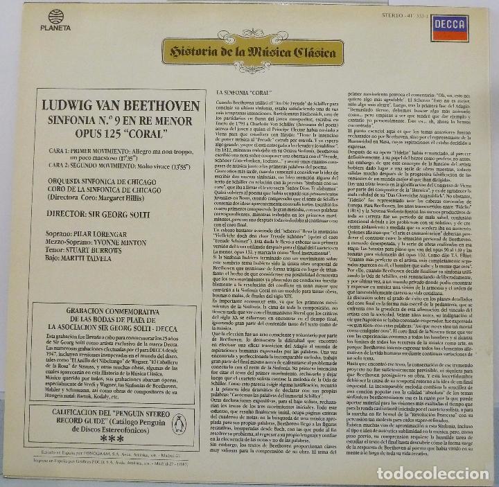 Discos de vinilo: BEETHOVEN - SINFONIA 9 (1&ordf; PARTE) - Foto 2