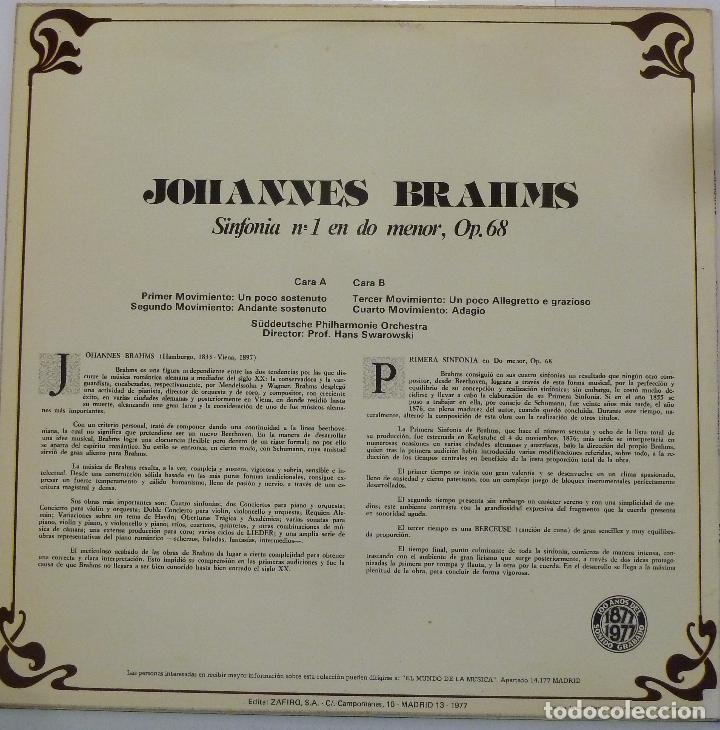 Discos de vinilo: BRAHMS - SINFONIA N&ordm; 1 - Foto 2