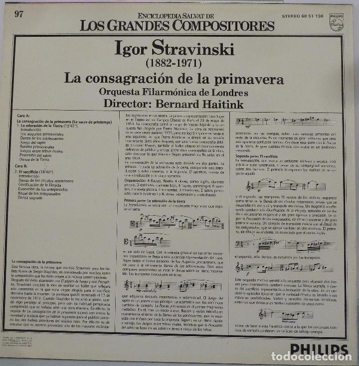 Discos de vinilo: IGOR STRAVINSKI - LA CONSAGRACION DE LA PRIMAVERA - Foto 2