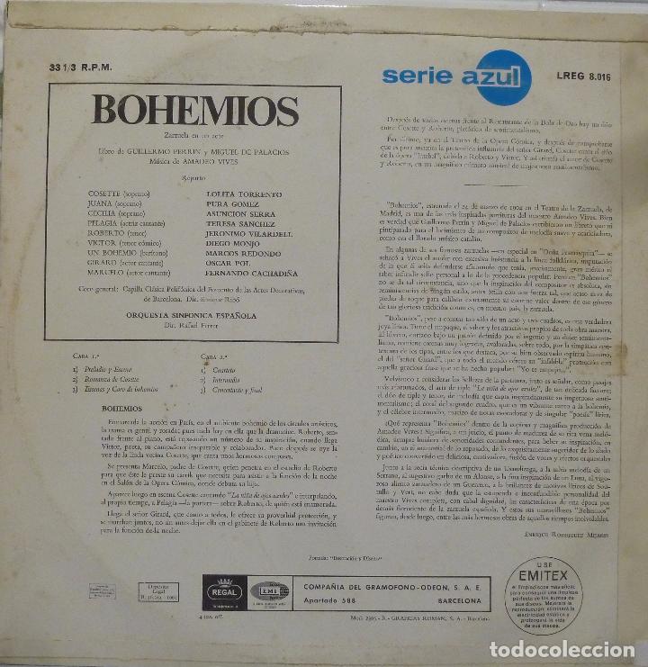 Discos de vinilo: BOHEMIOS ZARZUELA EN UN ACTO - Foto 2