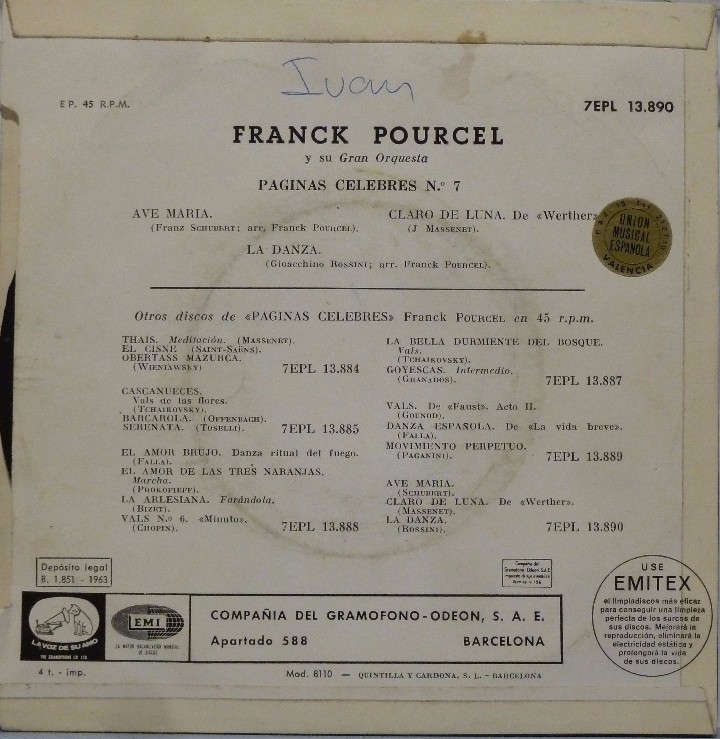 Discos de vinilo: FRANCK POURCEL - PAGINAS CELEBRES - Foto 2