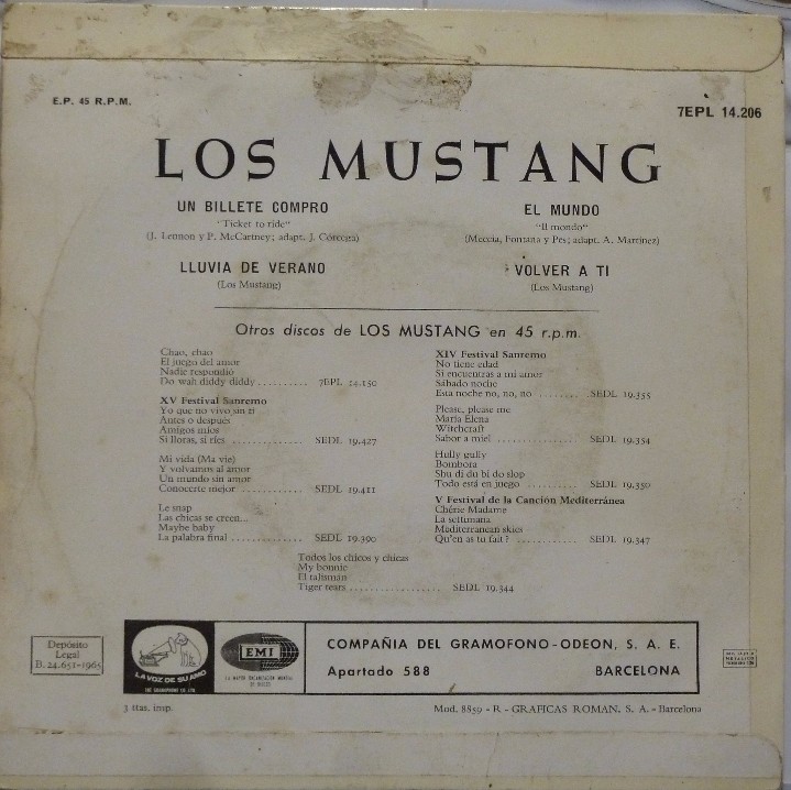 Discos de vinilo: LOS MUSTANG - EL MUNDO - Foto 2