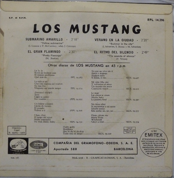 Discos de vinilo: LOS MUSTANG - EL RITMO DEL SILENCIO - Foto 2