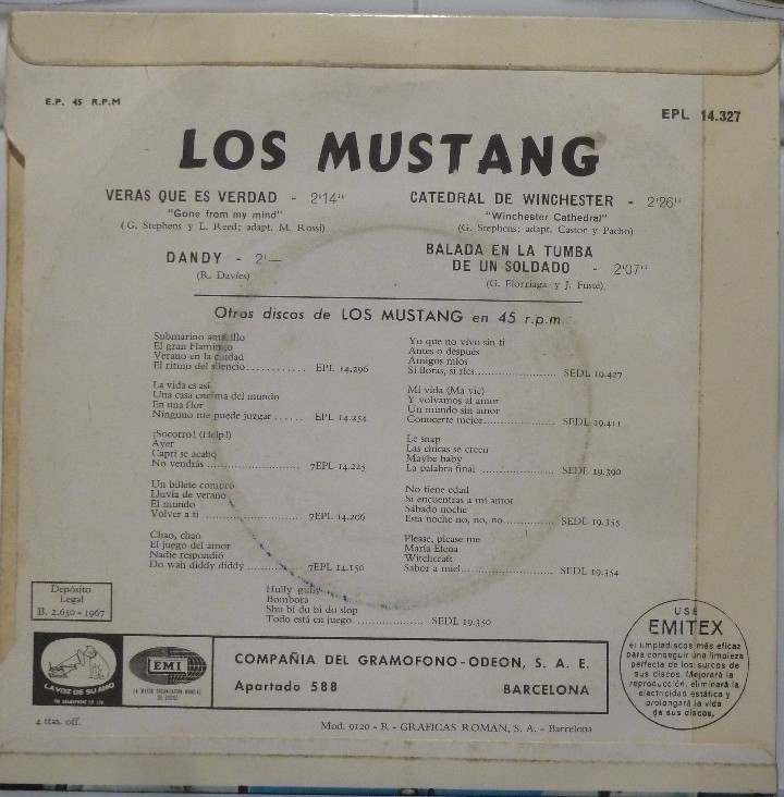 Discos de vinilo: LOS MUSTANG - CATEDRAL DE WINCHESTER - Foto 2