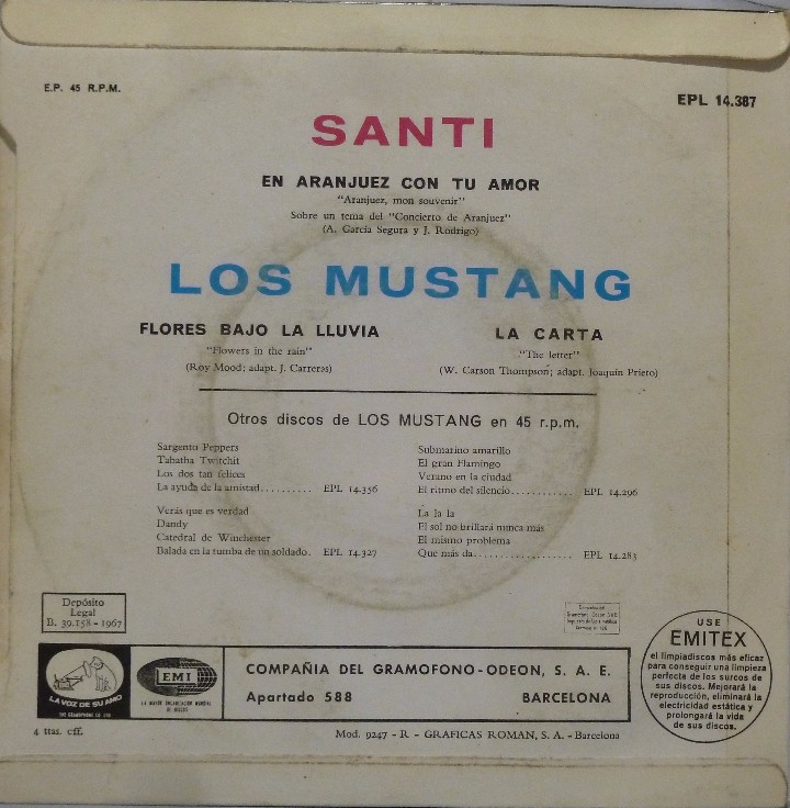 Discos de vinilo: LOS MUSTANG - SANTI - Foto 2