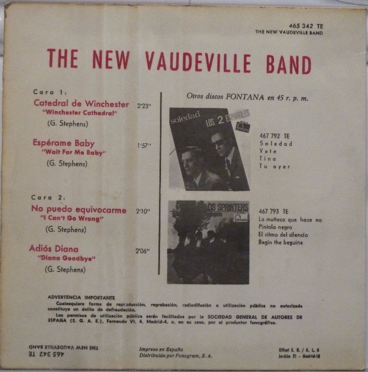 Discos de vinilo: THE NEW VAUDEVILLE BAND - Foto 2