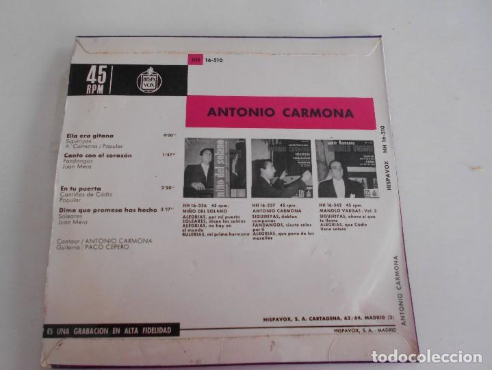 Discos de vinilo: ANTONIO CARMONA-EP ELLA ERA GITANA +3 - Foto 2