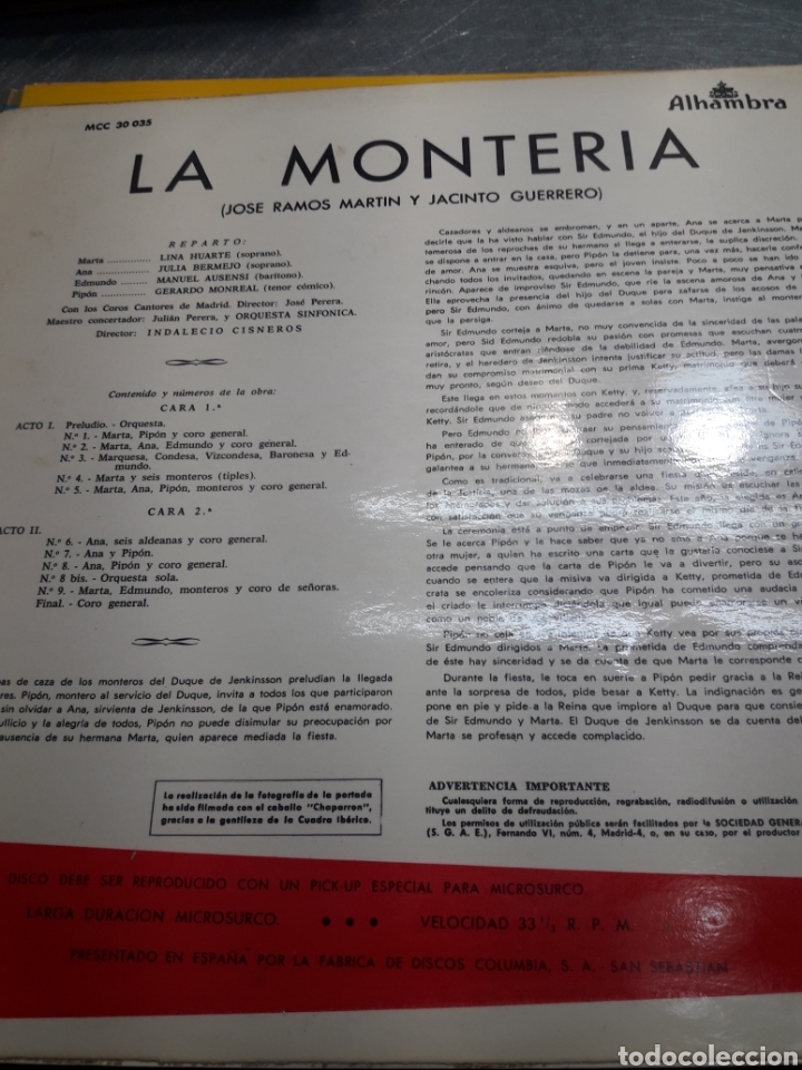 Discos de vinilo: LP La Monter&iacute;a 1963 - Foto 2