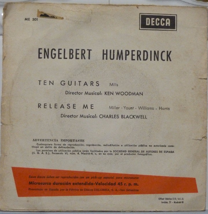Discos de vinilo: ENGELBERT HUMPERDINCK - Foto 2