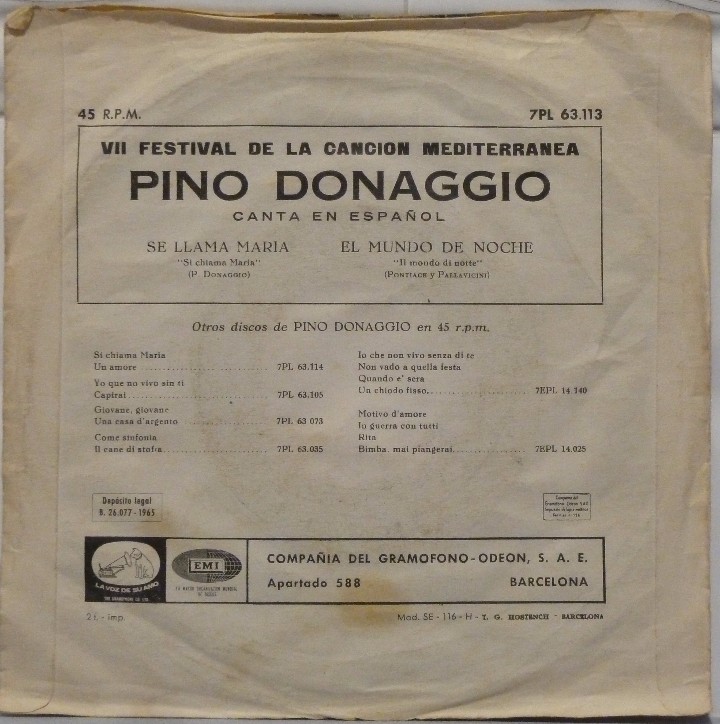 Discos de vinilo: PINO DONAGGIO - Foto 2