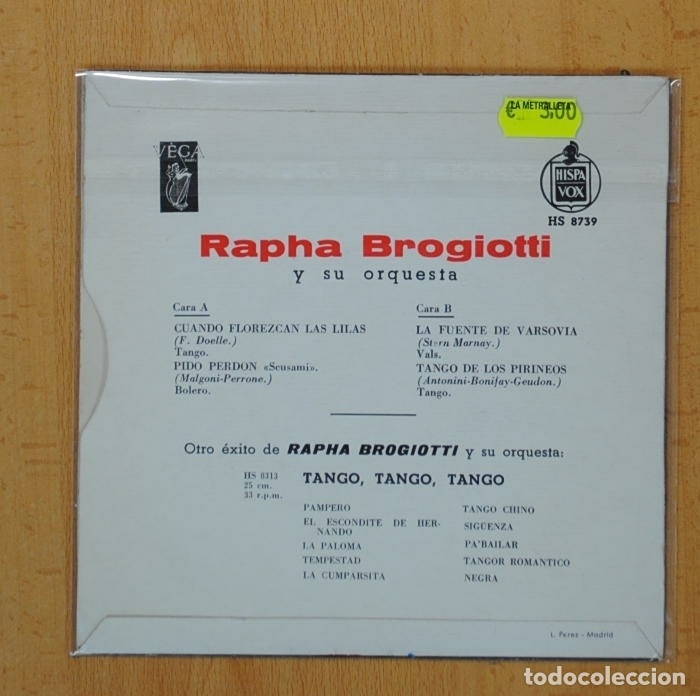 Discos de vinilo: RAPHA BROGIOTTI - CUANDO FLOREZCAN LAS LILAS + 3 - EP - Foto 2