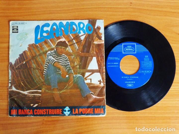 Discos de vinilo: SINGLE VINILO LEANDRO - MI BARCA CONSTRUIRE. - Foto 1
