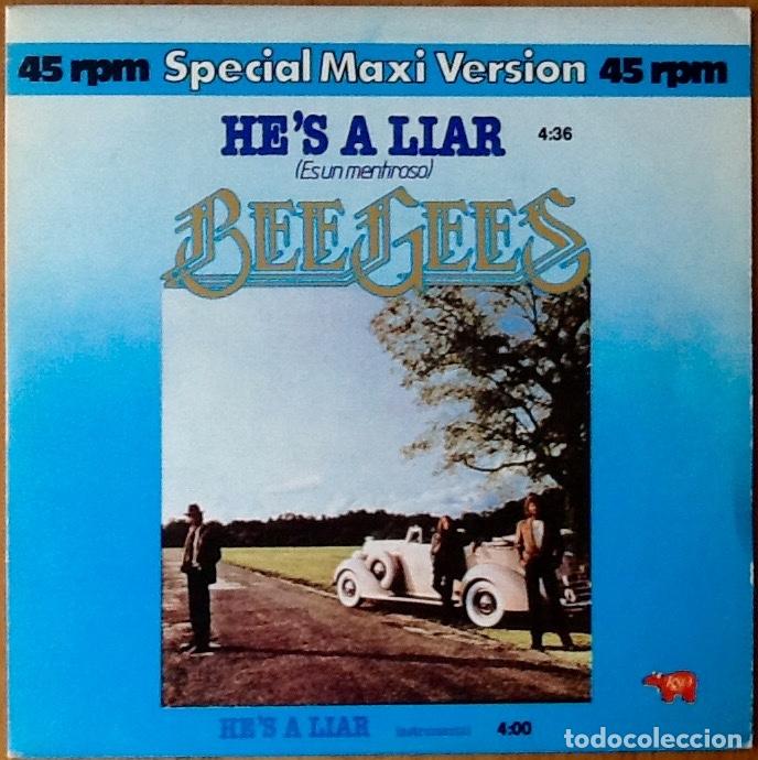 Discos de vinilo: BEE GEES : HES A LIAR [RSO - ESP 1981] 12&rdquo; - Foto 1