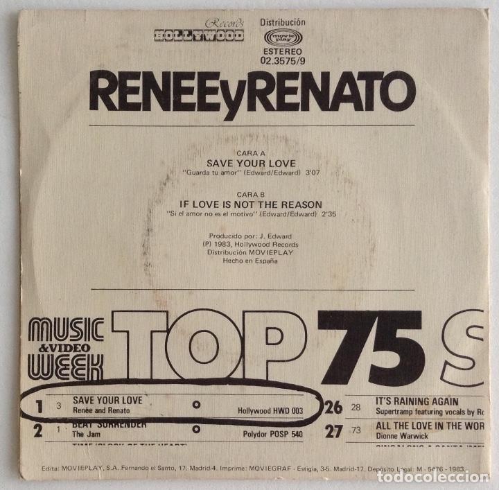 Discos de vinilo: RENEE Y RENATO Guarda tu amor - Foto 2