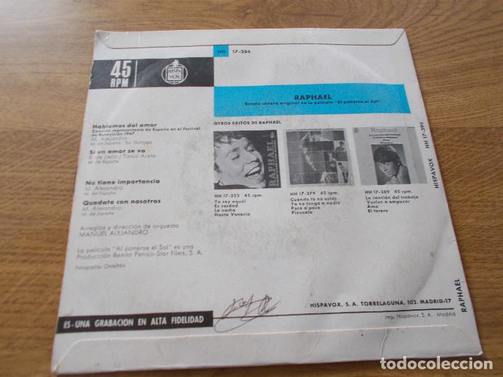 Discos de vinilo: RAPHAEL. EUROVISION 67, HABLEMOS DEL AMOR. - Foto 2