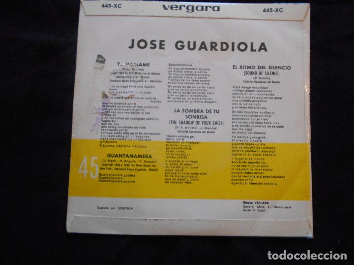 Discos de vinilo: JOSE GUARDIOLA // LA SOMBREA DE TU SONRISA + 3 - Foto 2
