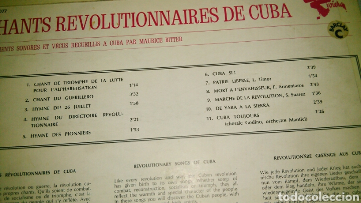 Discos de vinilo: Chants revolutionnaires de cuba Francia - Foto 2