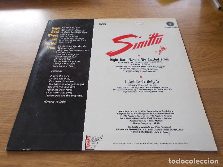 Discos de vinilo: SINITTA. RIGHT BACK WHERE WE STARTED FROM. - Foto 2