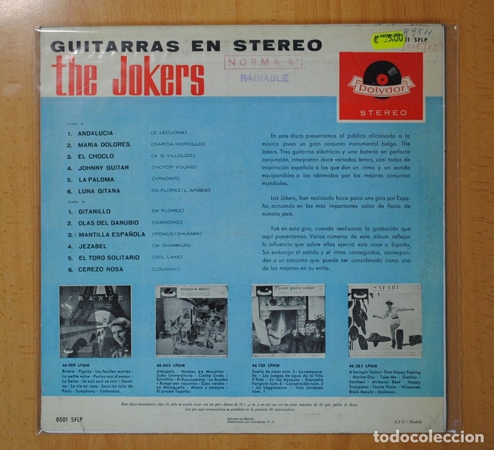 Discos de vinilo: THE JOKERS - GUITARRAS EN STEREO - LP - Foto 2