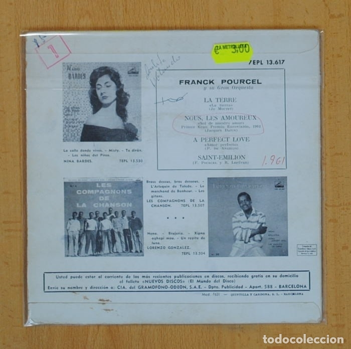 Discos de vinilo: FRANCK POURCEL - LA TERRE + 3 - EP - Foto 2