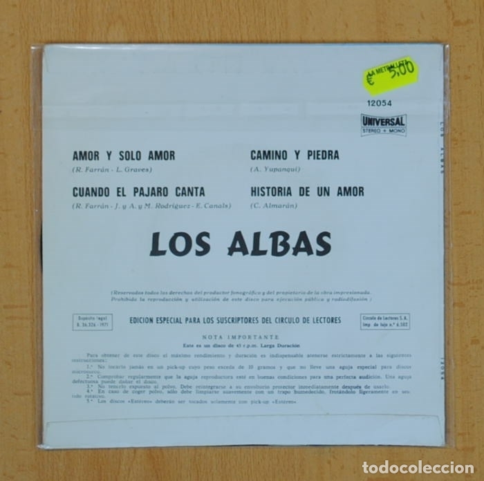 Discos de vinilo: LOS ALBAS - AMOR Y SOLO AMOR + 3 - EP - Foto 2