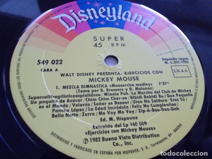 Discos de vinilo: EJERCICIOS CON MICKEY MOUSE.MEZCLA GIMNASTICA, PONTE EN FORMA CON MICKEY MOUSE - Foto 3
