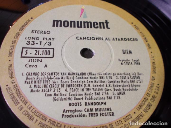Discos de vinilo: BOOTS RANDOLPH. CANCIONES AL ATARDECER - Foto 4