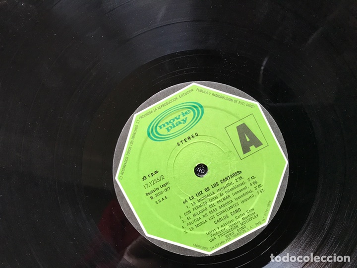 Discos de vinilo: A La Luz de los cantares. Carlos Cano - Foto 4