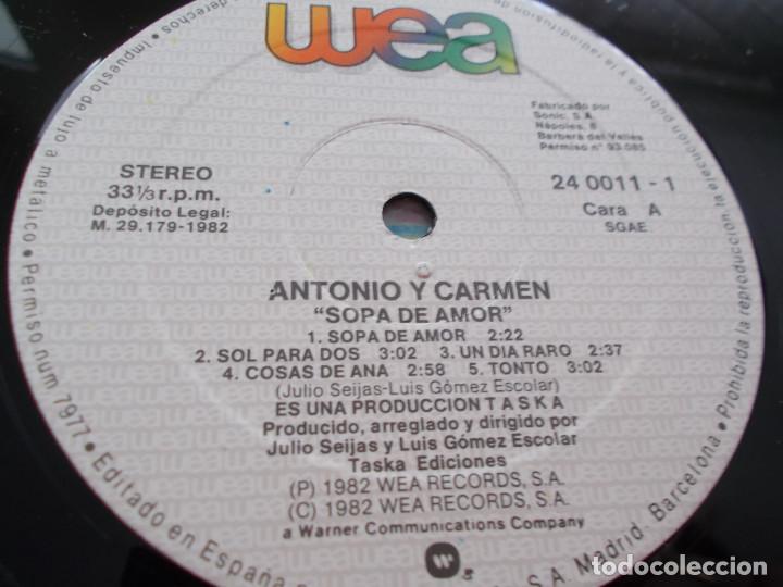Discos de vinilo: ANTONIO Y CARMEN. SOPA DE AMOR. - Foto 4