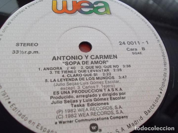Discos de vinilo: ANTONIO Y CARMEN. SOPA DE AMOR. - Foto 5