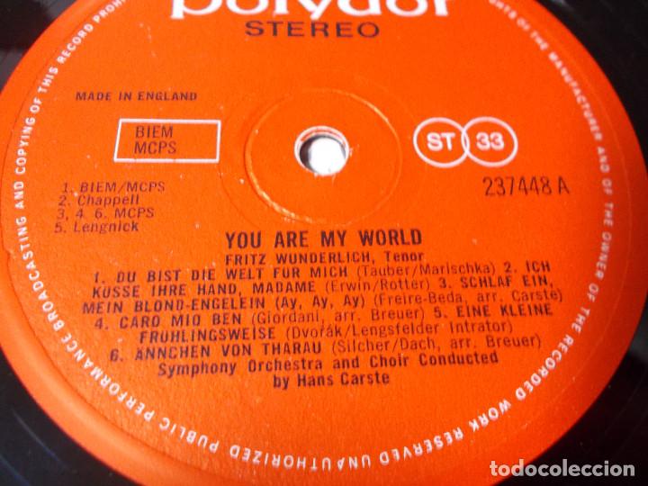 Discos de vinilo: FRITZ WUNDERLICH. YOU ARE MY WORLD - Foto 4