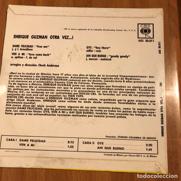 Discos de vinilo: Disco Ep Enrique Guzman otra vez...! - Foto 2