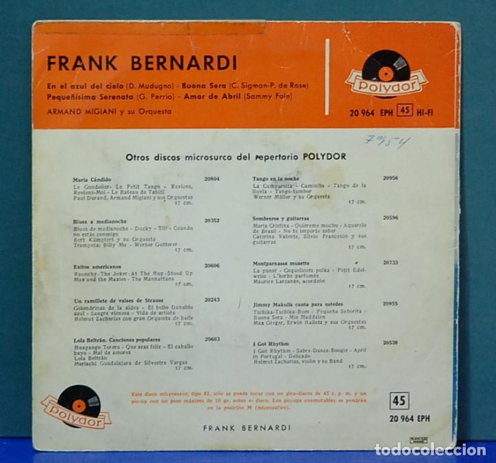 Discos de vinilo: Frank Bernardi. Polydor 1958, ref. 20964 EPH. EP - Foto 2
