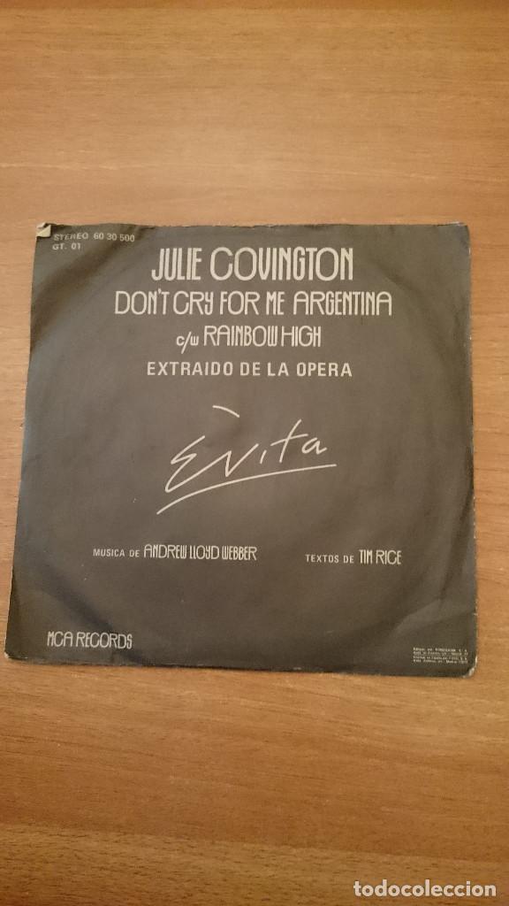Discos de vinilo: DISCO JULIE COVINGTON - EVITA - - Foto 2