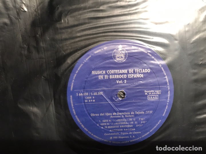 Discos de vinilo: M&uacute;sica cortesana de teclado en el,barroco espa&ntilde;ol vol. 2. Antonio Barciero