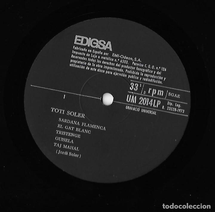 Discos de vinilo: TOTI SOLER: TOTI SOLER (EL GAT BLANC) - Foto 3