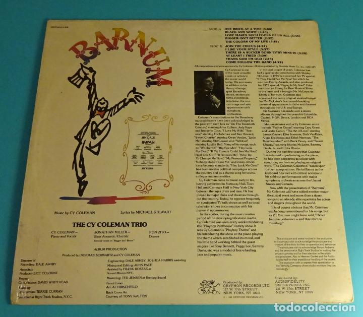 Discos de vinilo: THE CY COLEMAN TRIO. BARNUM A NEW MUSICAL - Foto 2 - 106556515